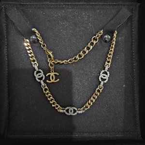 Chanel gold link CC crystal choker